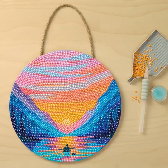 8" Mountain Sunset Wood Plaque Diamond Art Kit by Make Market®